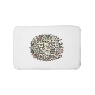 Faith Over Fear Vintage Floral Butterfly Bath Mat