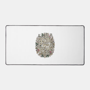 Faith Over Fear Vintage Floral Butterfly Desk Mat