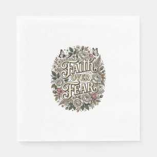 Faith Over Fear Vintage Floral Butterfly Napkin