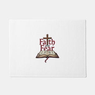 Faith Over Fear Vintage Jesus Faith Tee (1) Doormat