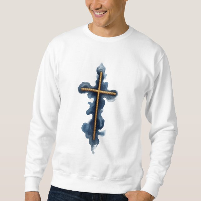 Faith Over Fear Watercolor Cross  Sweatshirt (Front)