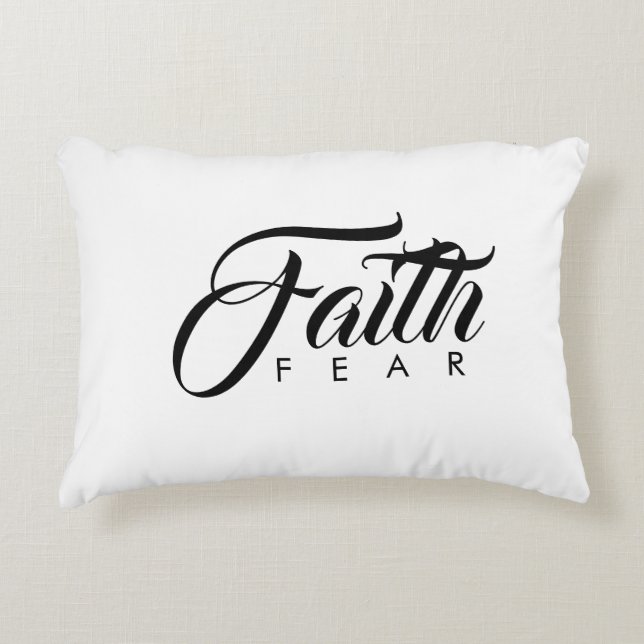 Faith Over Fear White Decorative Cushion (Front)