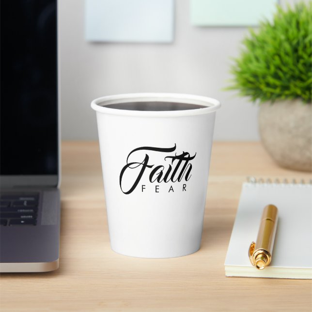 Faith Over Fear White Paper Cups (Insitu)