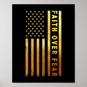 Faith Over Fears Cool Christian Cross American Poster