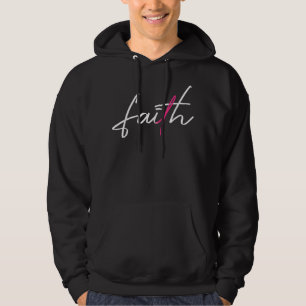 Faith Pink Ribbon Christian Breast Cancer Awarenes Hoodie
