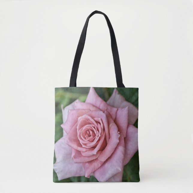 Faith Pink Rose Tote Bible Verse Matthew 6:21 Bag (Front)