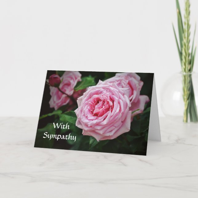 Faith Pink Roses Bible Verse Sympathy Card (Front)