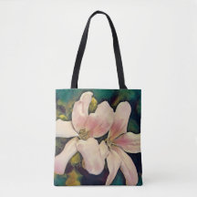 Faith Pink Tropical Style Flowers Tote