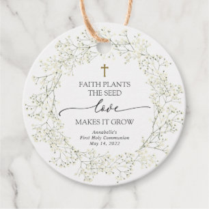 Faith Plants the Seed Love Makes It Grow Communion Favour Tags