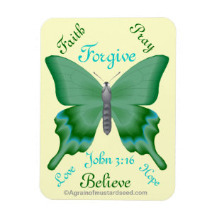 Faith Pray Believe Butterfly Bible Quote Magnet