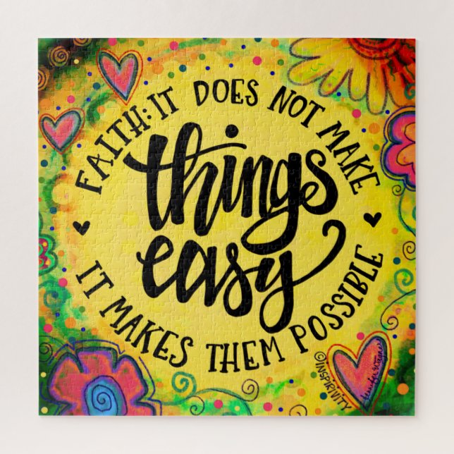 Faith Pretty Floral Inspirivity Jigsaw Puzzle (Vertical)