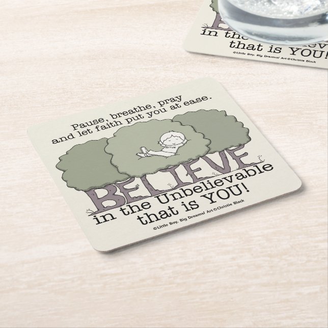 Faith Put You at Ease Square Paper Coaster (Angled)