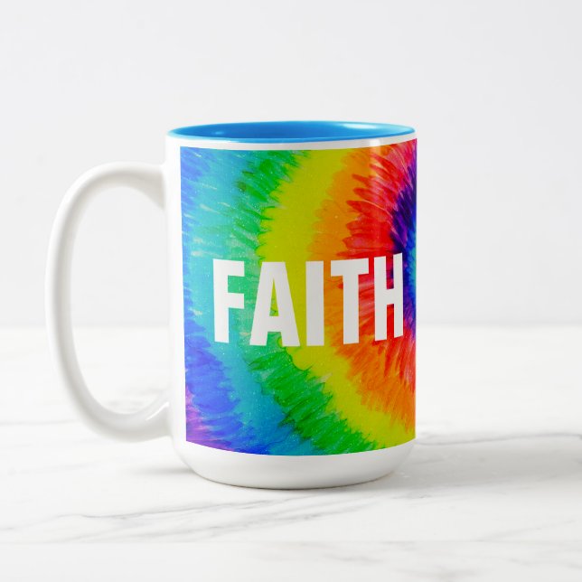 FAITH Rainbow Tie-Dye Two-Tone Coffee Mug (Left)