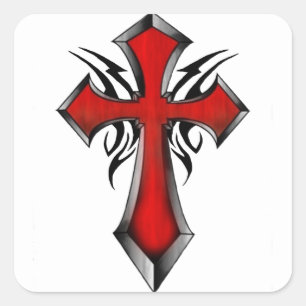Faith, Religion, Tribal Cross, Christ, Christian Square Sticker