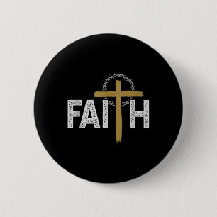 Faith Religious Bible Jesus Catholic Christian Tan 6 Cm Round Badge