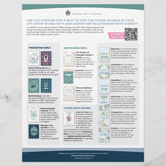 Faith Resources for Girls and Young Women Flyer (Front)