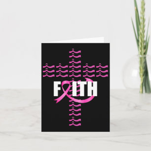 Faith Ribbon Christian Cross Breast Cancer Awarene Card