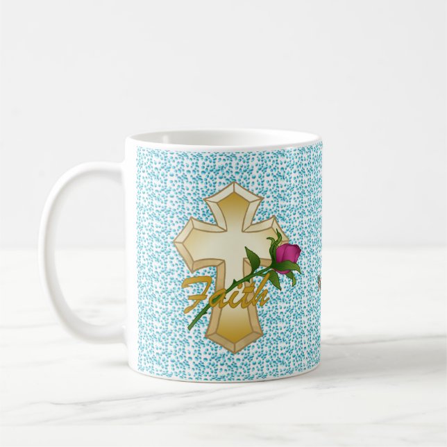 Faith Rose Christian Cross mug (Left)