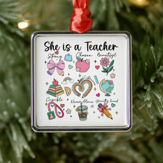 Faith She is a Teacher Gift Metal Tree Decoration