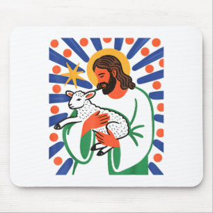 Faith Shepherd Lamb Peaceful Divine Sritual Design Mouse Pad