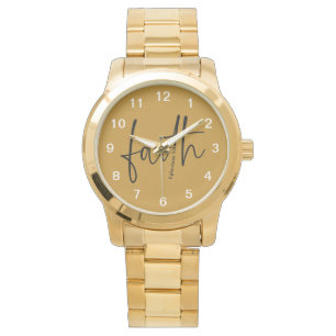 Faith Simple Bible Verse Quote Black Typography Watch