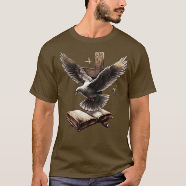 Faith Soars - Dove, Bible & Cross Christian T-Shir T-Shirt (Front)