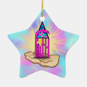 Faith ~ Steeple Ceramic Tree Decoration