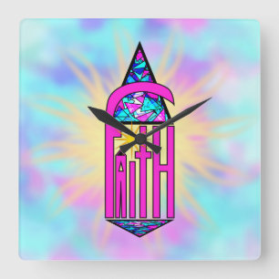 Faith ~ Steeple Square Wall Clock