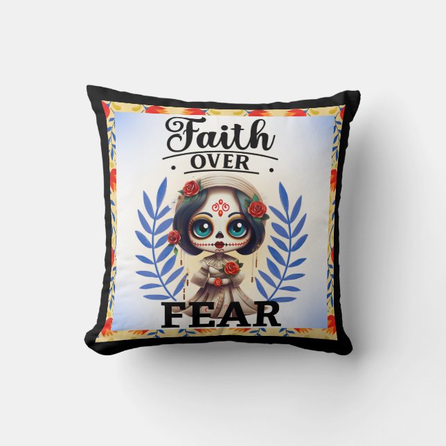 Faith Sugar Skull  Cushion (Front)