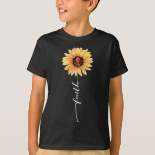Faith Sunflower Burgundy Ribbon Brain Aneurysm Awa T-Shirt