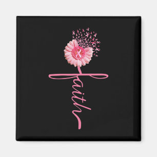 Faith Sunflower Pink Ribbon Breast Cancer Awarenes Magnet