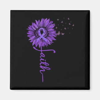 Faith Sunflower Purple Heimer’s Awareness  Magnet