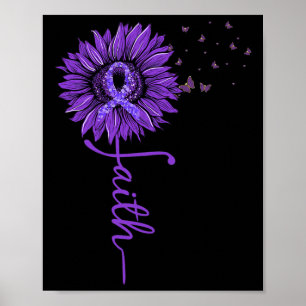 Faith Sunflower Purple Heimer’s Awareness Poster