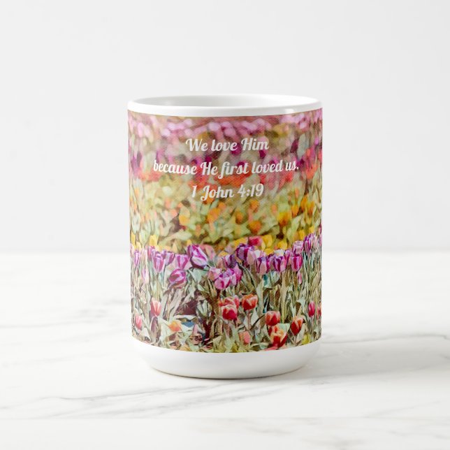 Faith Tulip Floral Scripture Love Mug Cup (Center)