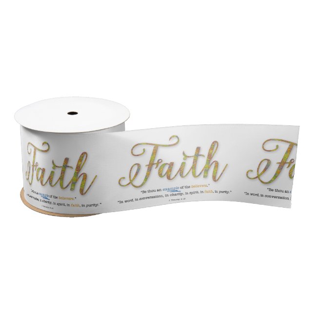 Faith Typography 1 Timothy 4:12 Bible Verse Satin Ribbon (Spool)