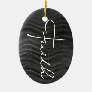 Faith Typography Christian Black and White Modern Ceramic Tree Decoration