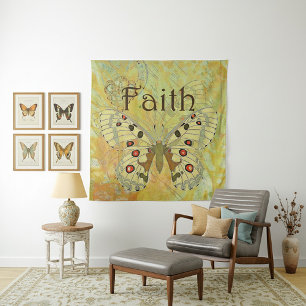 Faith vintage butterfly tapestry
