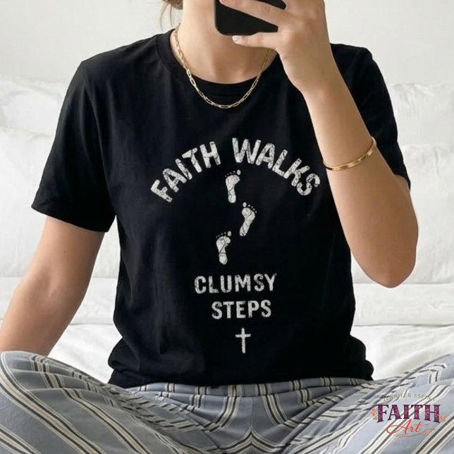Faith Walks, Clumsy Steps – Funny Christian Footpr Tri-Blend Shirt (Creator Uploaded)