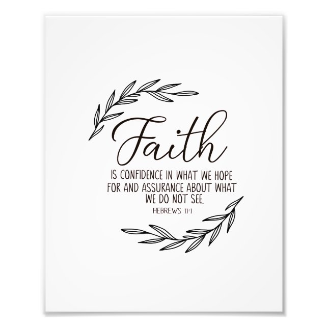 Faith Wall Art, Bible Verse, Hebrews 11:1 Photo Print (Front)