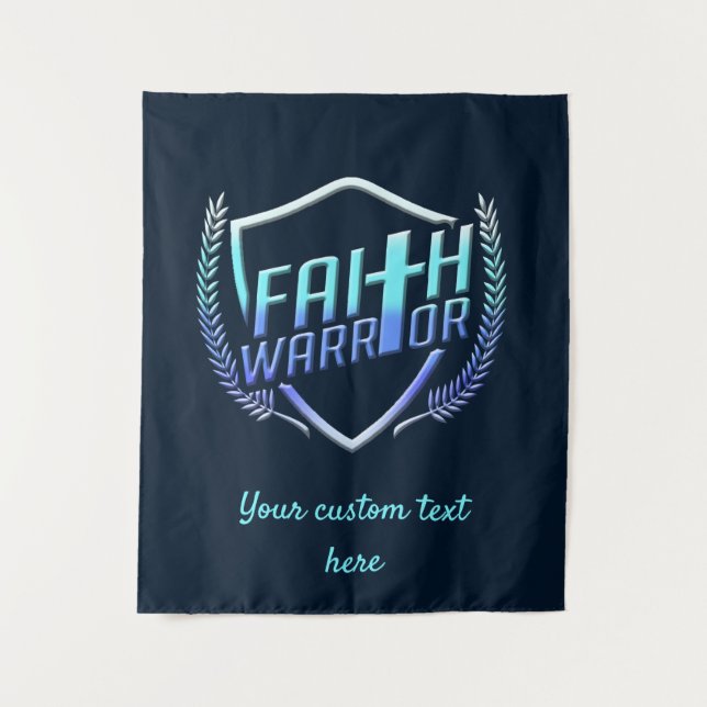 Faith Warrior Christian Blue Purple Ombre Tapestry (Front)