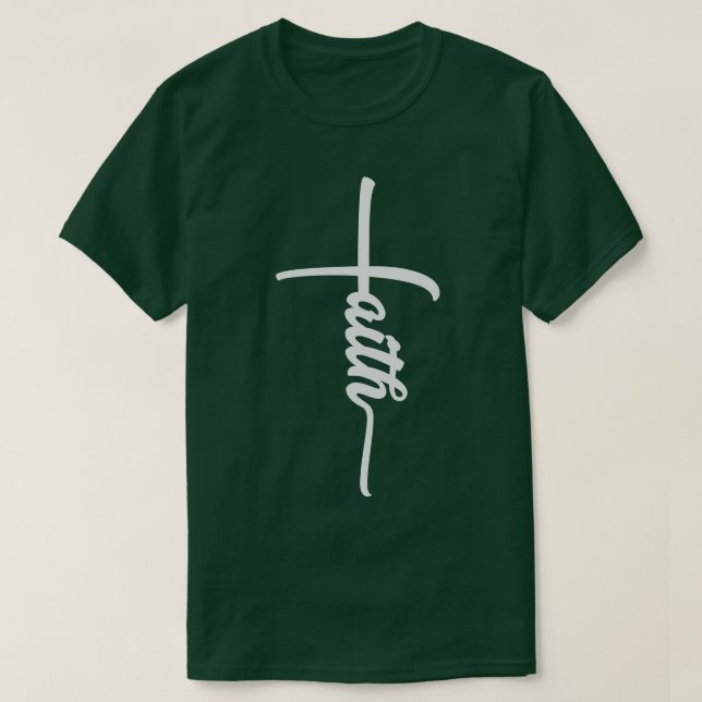 Faith with cross white text T-Shirt (Design Front)