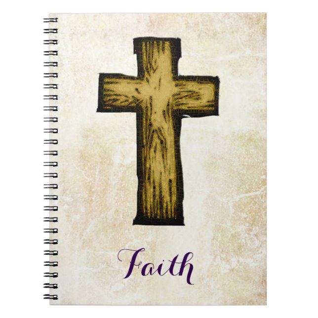 Faith Wooden Cross Symbol of Hope and Inspiration Spiral Notebook (Front)