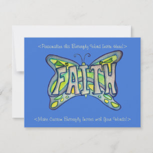 Faith Word Art Butterfly Wings Custom Invitations