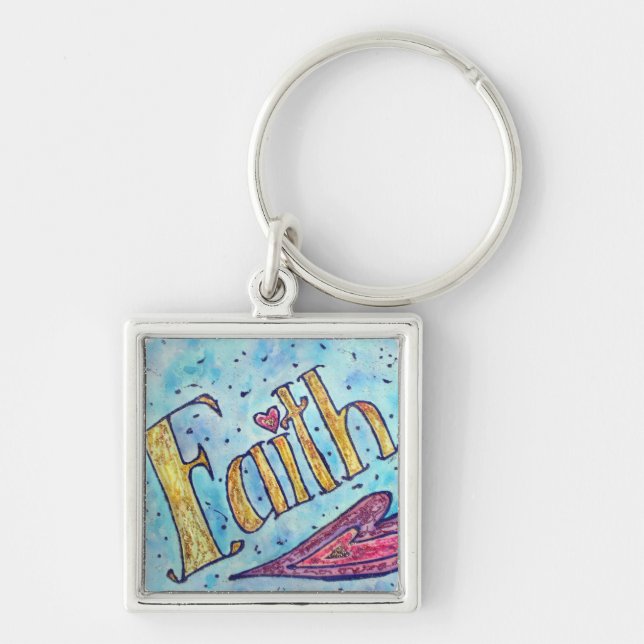 Faith Word Art Painting Inspirational Key Chains (Front)