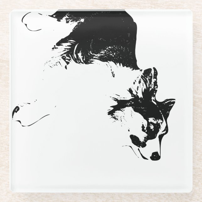 Faithful Gaze in Fall Shadows Glass Coaster (Front)