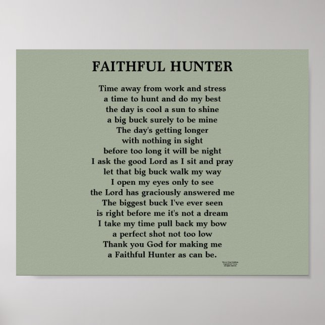 FAITHFUL HUNTER POEM POSTER (Front)