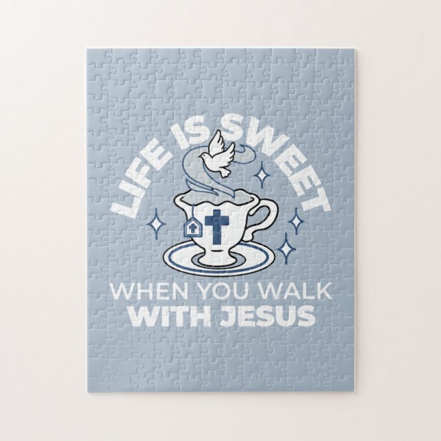 Faithful Living Art – Teacup with Cross and Dove  Jigsaw Puzzle (Vertical)