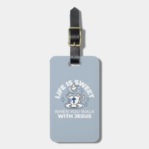 Faithful Living Art – Teacup with Cross and Dove Luggage Tag
