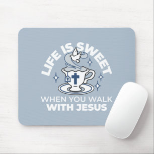 Faithful Living Art – Teacup with Cross and Dove Mouse Pad