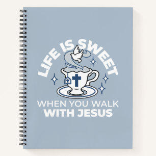 Faithful Living Art – Teacup with Cross and Dove Notebook